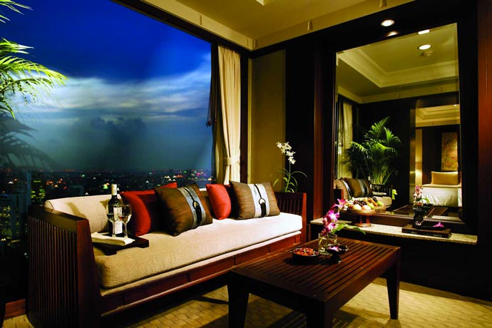 Interior design of a room at Banyan Tree Hotel in Bangkok