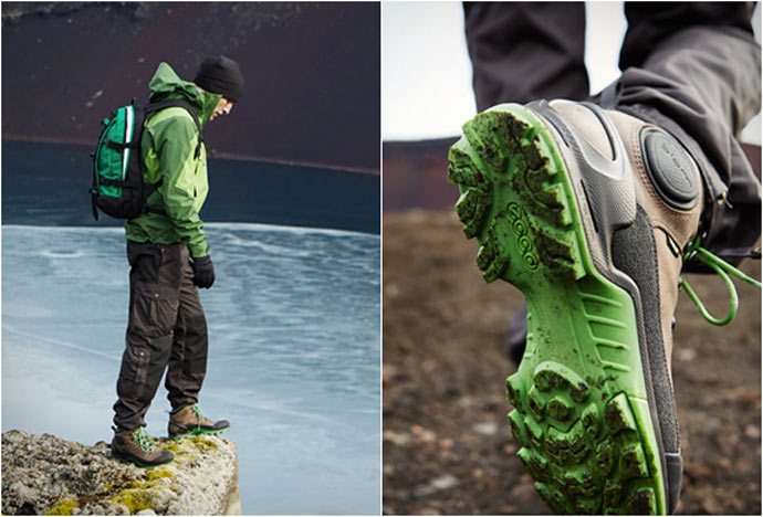 ECCO BIOM TERRAIN HIKING BOOTS BEING USED OUTDOORS
