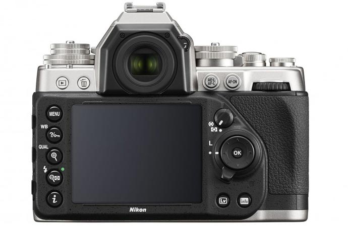 LCD screen of the Silver Nikon Df DSLR Camera