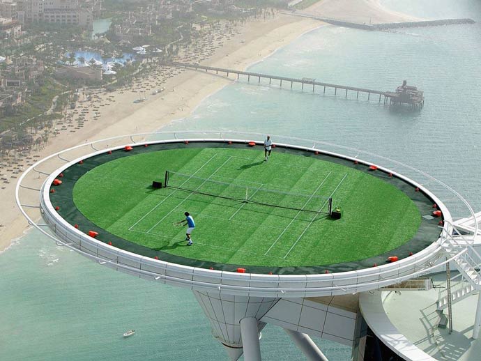 Tennis court at Burj al Arab hotel