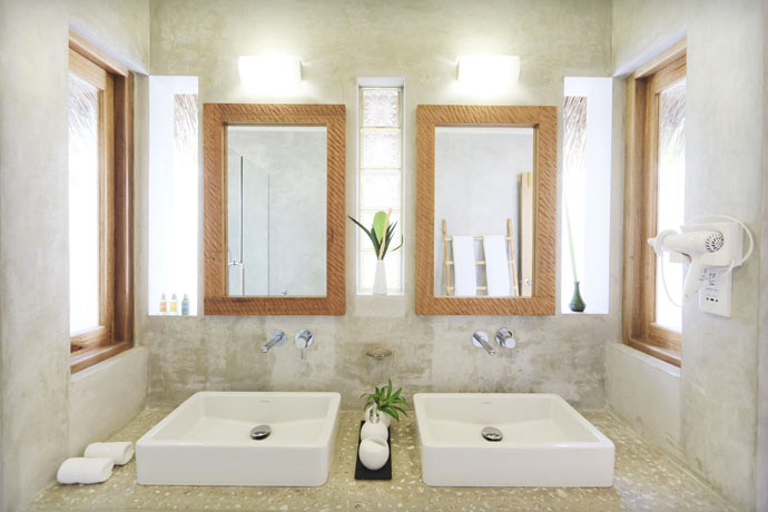 Bathroom design at Maafushivaru Island Resort