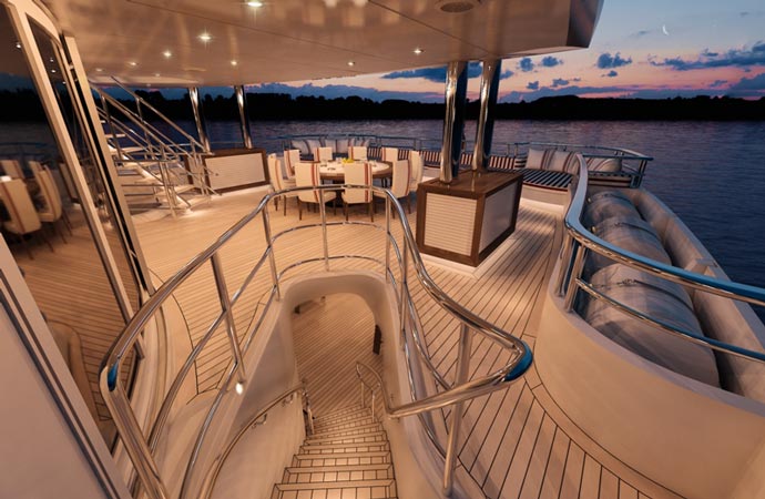 Deck of the Red Square Superyacht by Dunya Yachts