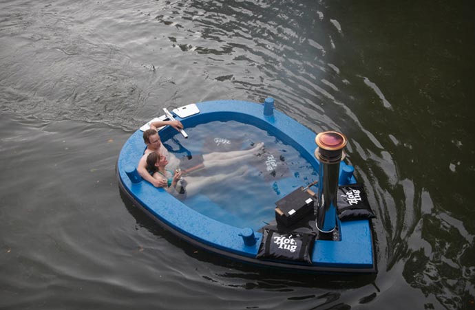 Hot Tub Boat being used on a river