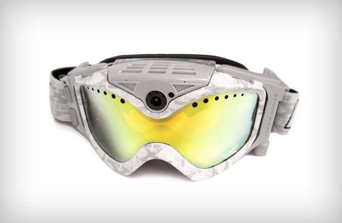 White Liquid Image Snow Goggles equipped with HD camera
