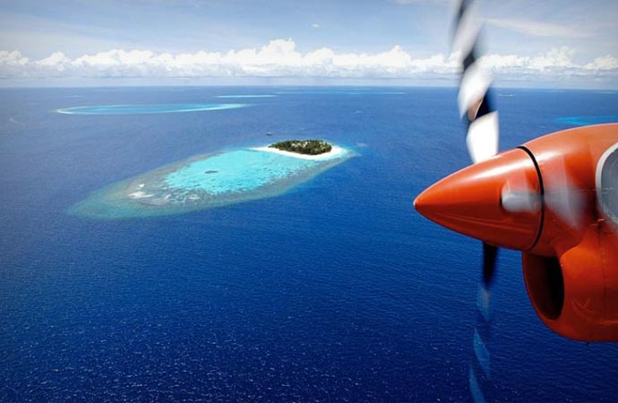 Plane taxi in the Maldives