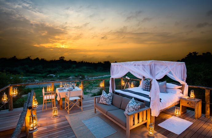 Treehouse bed at Lion Sands in South Africa