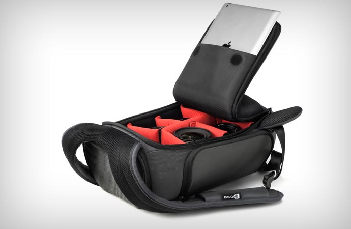 Camera backpack compartments