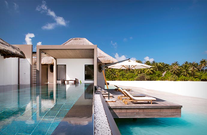Infinity pool at Cheval Blanc in the Maldives