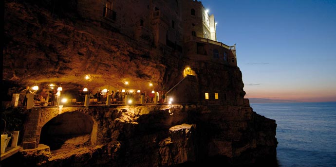 Grotta Palazzese restaurant at night