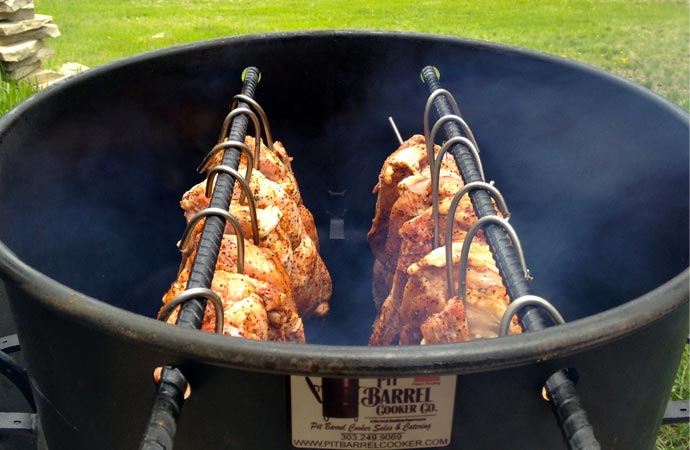Chicken cooked in a pit barrel cooker
