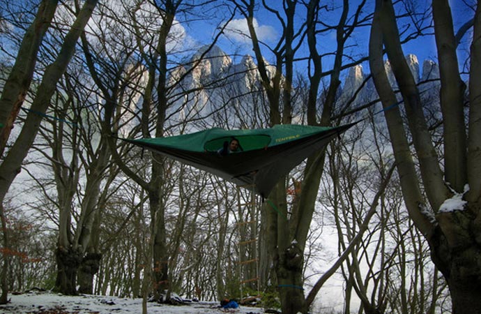 Tree tent during winter