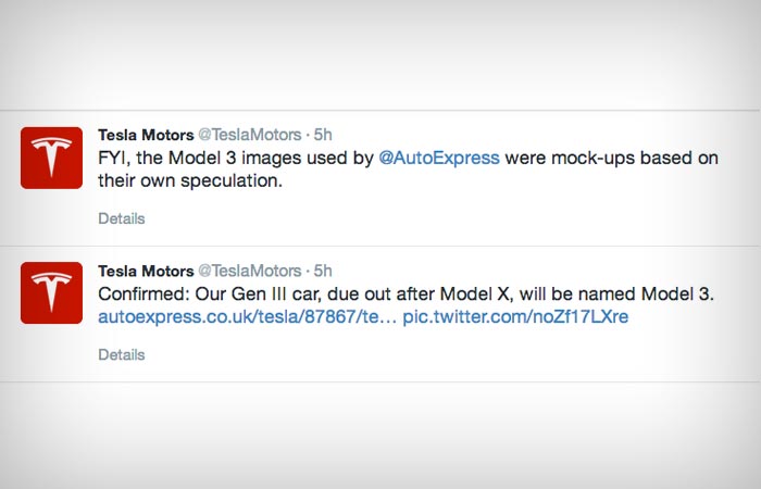 Tesla Model 3 tweet