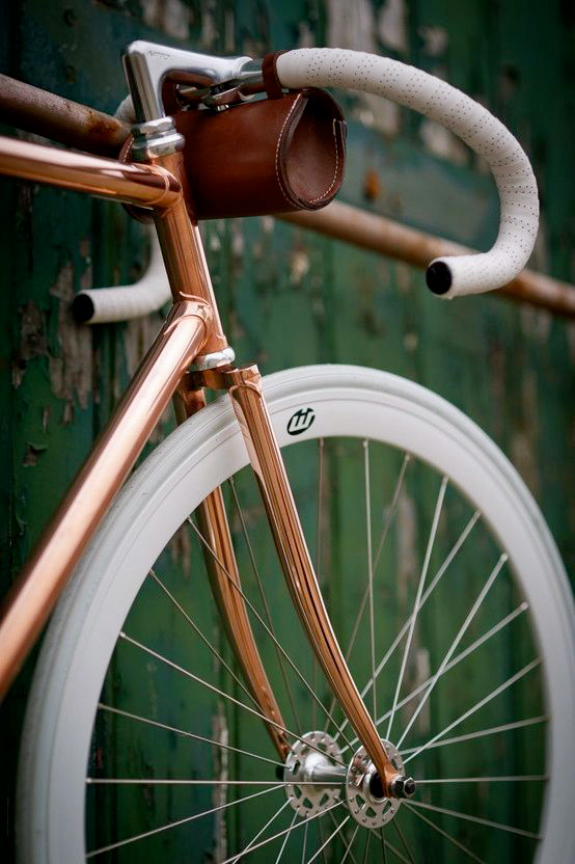 Vintage bicycle with modern white tires