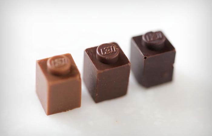 Edible chocolate lego pieces