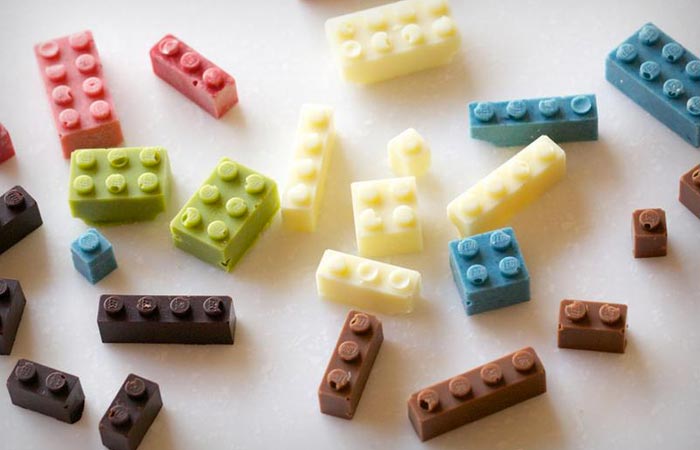 Chocolate lego in different colors