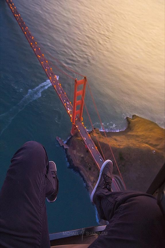 Adrenaline junkie with a view of the Golden Gate Bridge