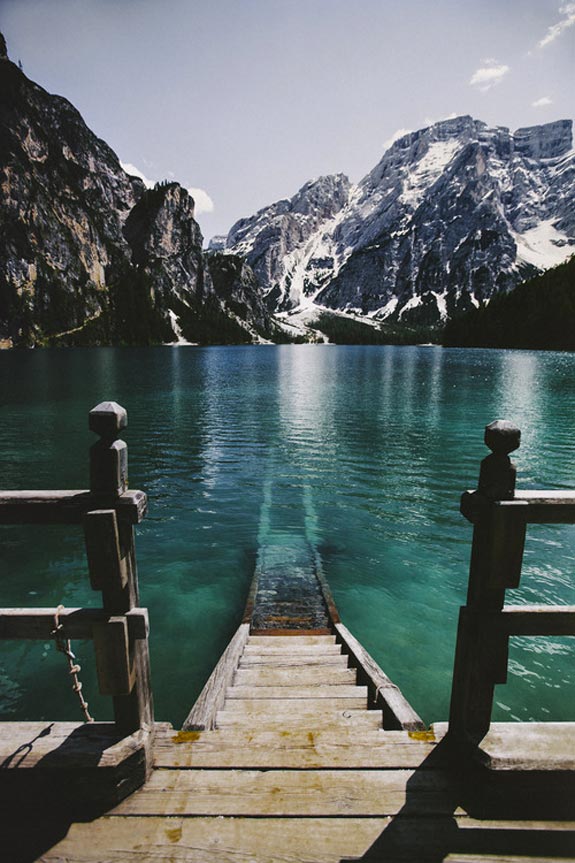 Stairs leading to a lake in Italy