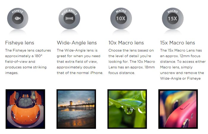 Olloclip 4-in-1 photo lens details and specifications