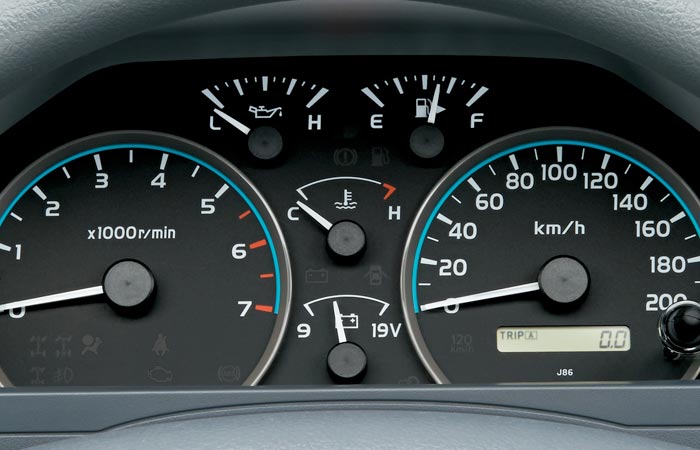 Instrument panel of the Toyota Land-Cruiser 70 Series re-release