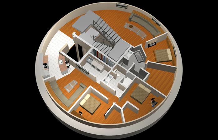Floor plan of a survival condo unit