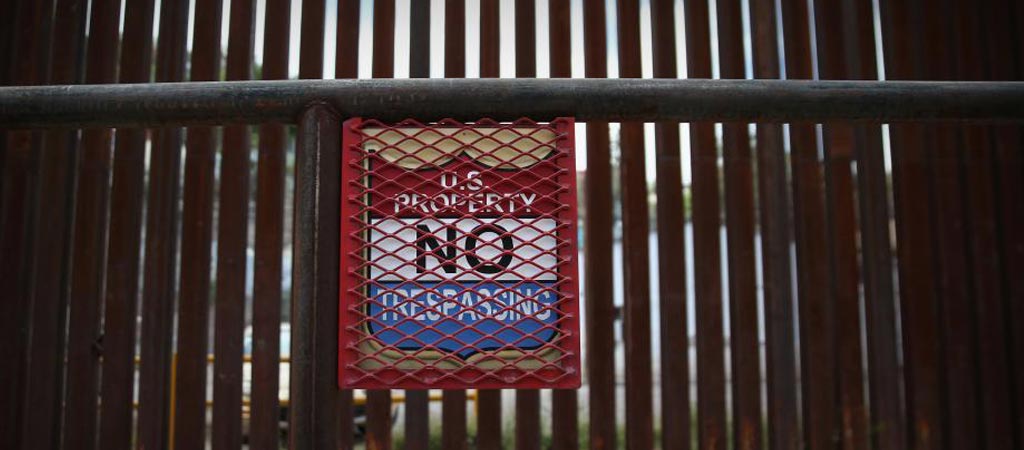 No trespassing sign at the Mexican US boarder