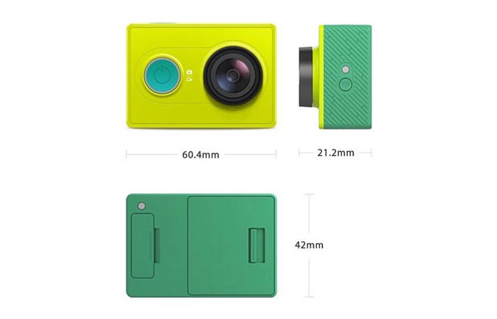 Xiaomi Yi Ambarella A7LS action camera dimension