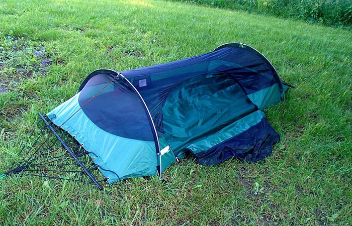 Lawson Blue Ride Tent And Hammock In-One ground setup