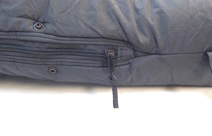 Zipper on the Us Military sleeping bag