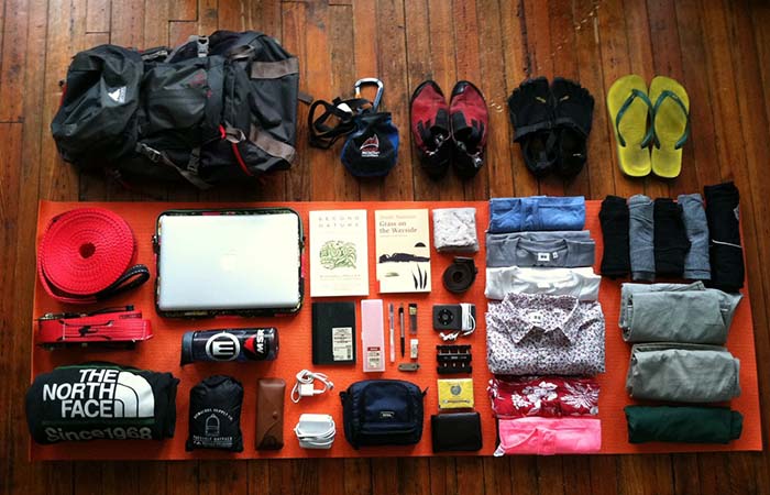 All the things you wear in your bag when travelling