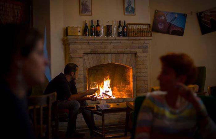Jean Paul cafe fireplace Yerevan