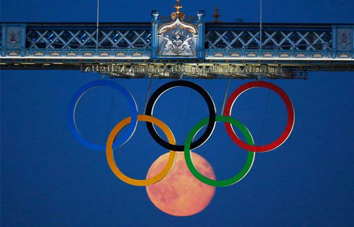 The sign of Olympics and moon