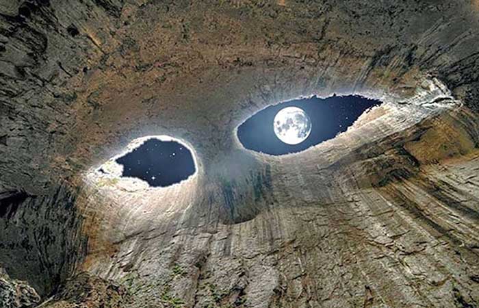 Moon from a cave