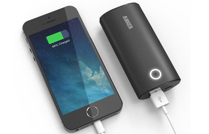 Anker 2nd Gen Astro 6400mAh Portable Charger charging iPhone
