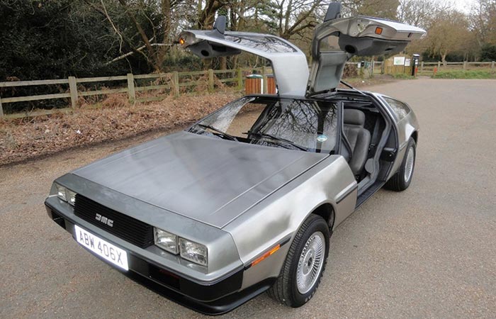DeLorean captured from an angle. 