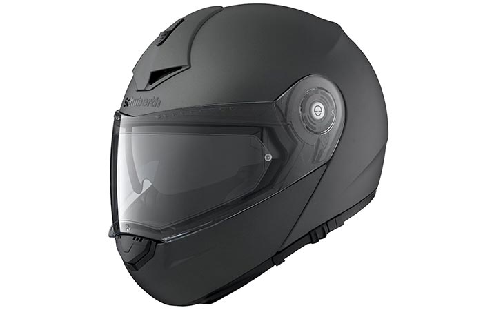 A black helmet captured from the side. 