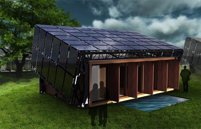 Moving House With Solar Panels On The Roof And On The Sides Of The House