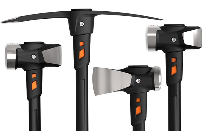Heads of the Fiskars tools captured from the front. 