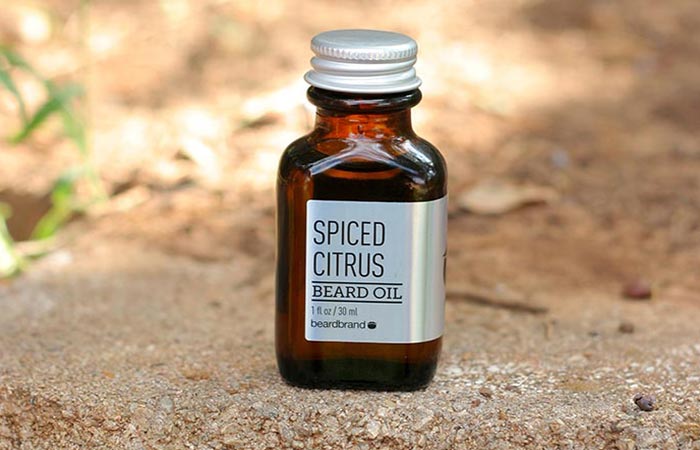 A Bottle Of Beardbrand Spiced Citrus Beard Oil
