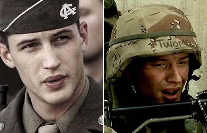 Tom Hardy in Band of Brothers and Black Hawk Down