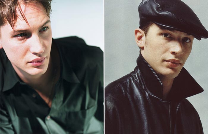 Two images of Tom Hardy as a model