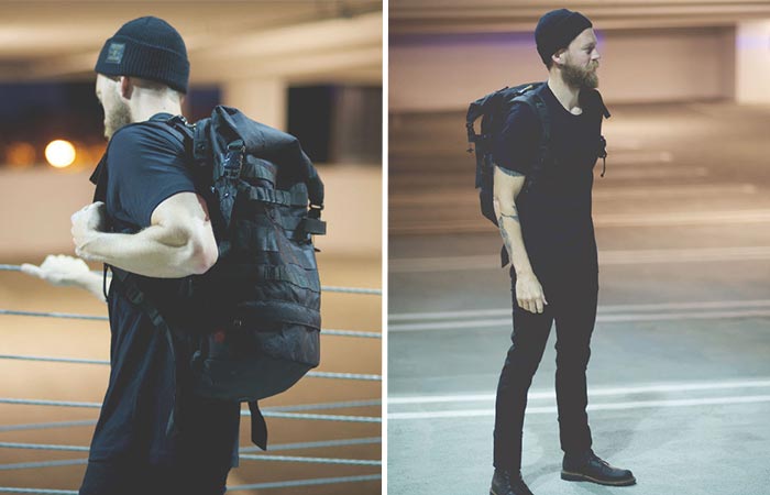 Two Images Of A Guy Wearing Recon Pack
