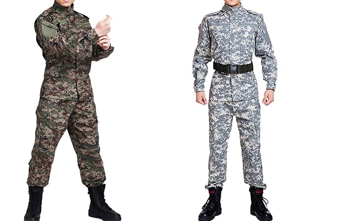 YOUR Gallery tactical camo suits against white background