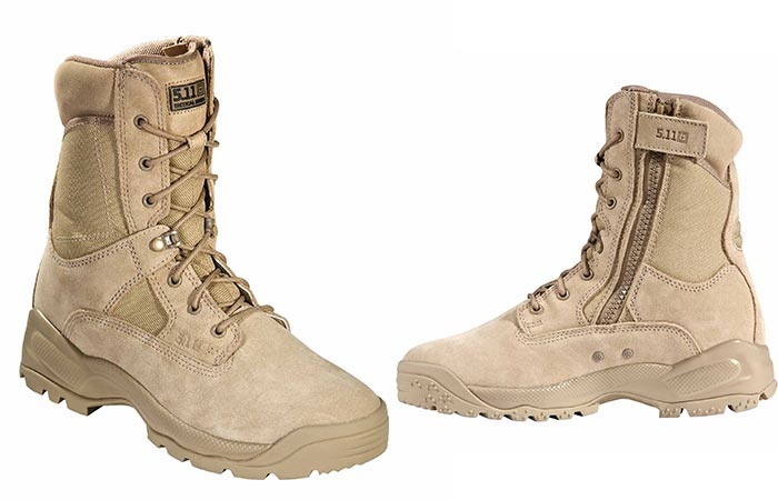 5.11 Military boots on white background