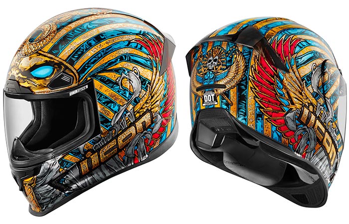 The Icon Airframe Pharaoh Helmet that was designed by Tanner Goldbeck