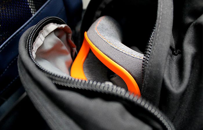 The Bullrest Travel Pillow Packed In A Backpack