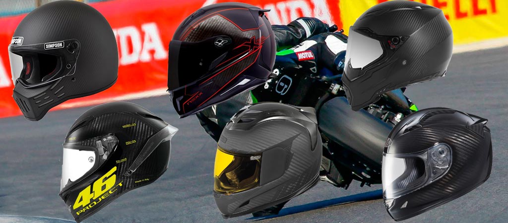 Carbon fiber helmets with racer in the background