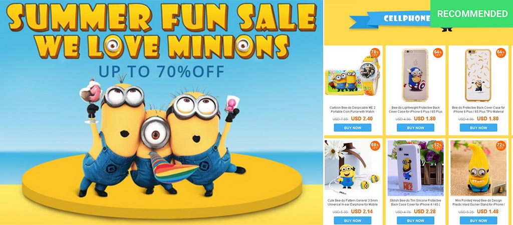 2016 Summer Special Minion sale from Everbuying
