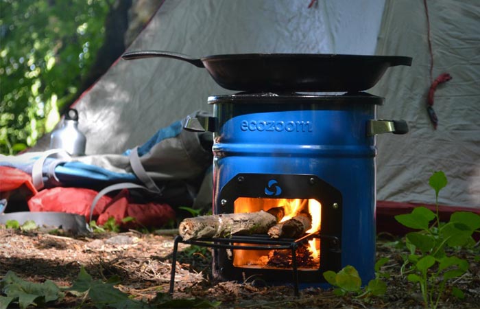 EcoZoom Dura Rocket Stove being used while camping
