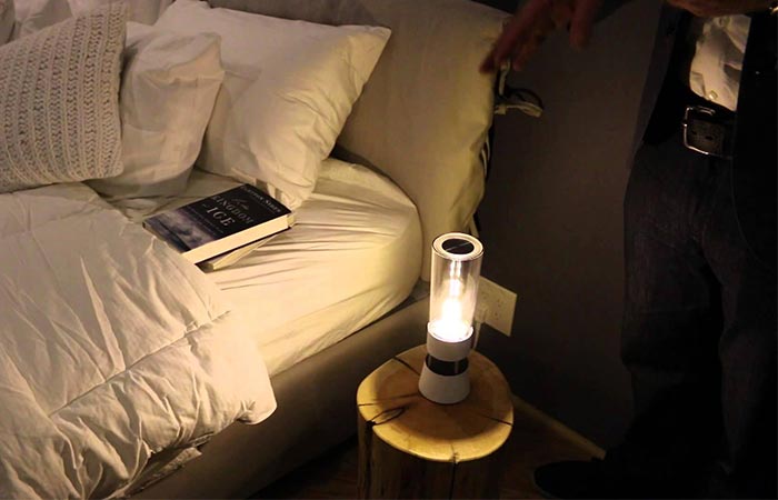 Sony Glass Sound Speaker Next To A Bed