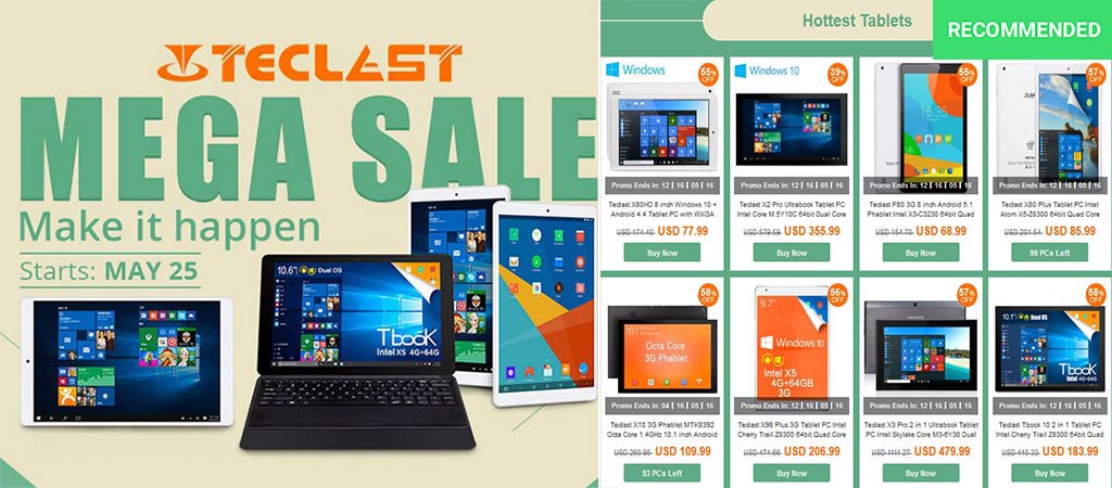 Teclast Mega Sale With some of the deals
